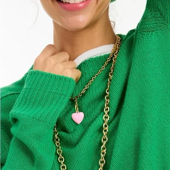 NWOT Roxanne Assoulin The Mini Puffy Heart Necklace Pink - Picture 2 of 3